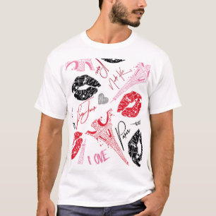 Paris fashion, calligraphic Eiffel Tower pattern. T-Shirt
