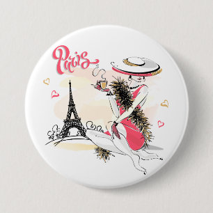 Paris, Fashion & Coffee 3 Inch Round Button