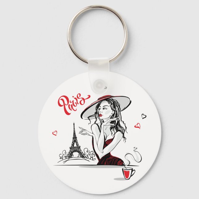 Paris, Fashion & Coffee Keychain (Front)