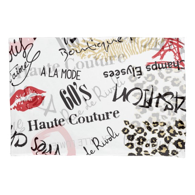 Paris fashion: vintage glamour pattern. pillowcase (Front)