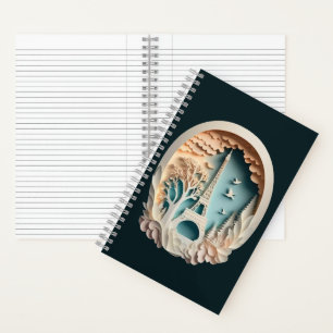 Paris Faux Papercut Style Spiral Notebook