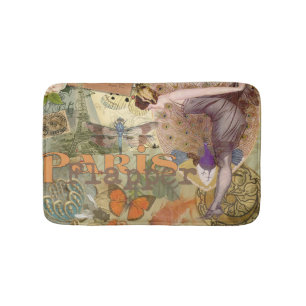 Paris Flapper Art Deco Peacock Vintage Bath Mat