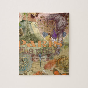 Paris Flapper Art Deco Peacock Vintage Jigsaw Puzzle
