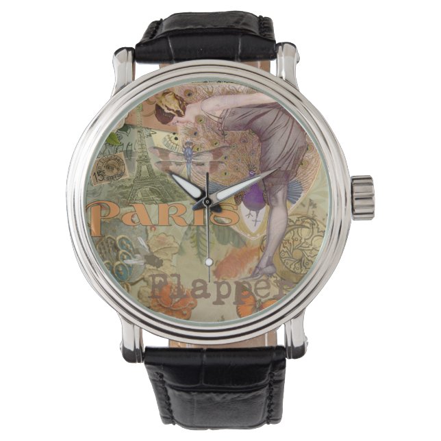 Paris Flapper Art Deco Peacock Vintage Watch (Front)