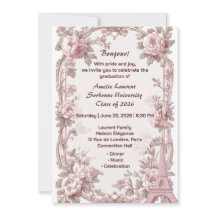 Paris Floral Elegant Pink Eiffel Tower Graduation