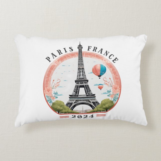 Paris France 2024 Accent Pillows, Eiffel Tower Pillow (Front)