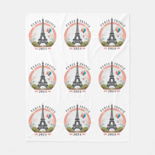Paris France 2024 Fleece Blankets, Eiffel Tower