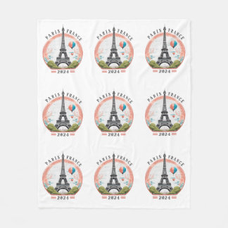 Paris France 2024 Fleece Blankets, Eiffel Tower