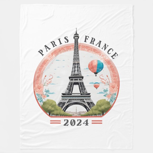Paris France 2024 Fleece Blankets, Eiffel Tower (Front)