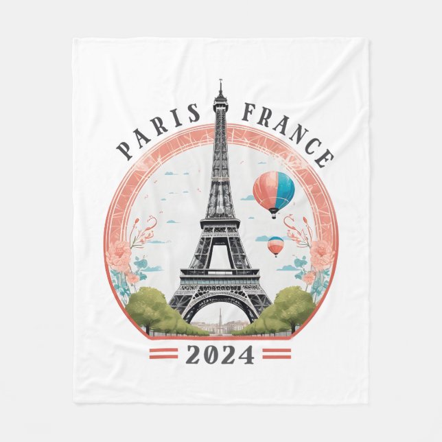 Paris France 2024 Fleece blankets, Eiffel Tower Blanket (Front)