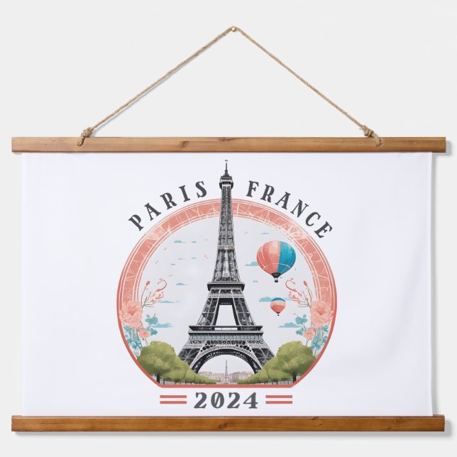 Paris France 2024 Hanging Tapestrys, Eiffel Tower Hanging Tapestry (Front)