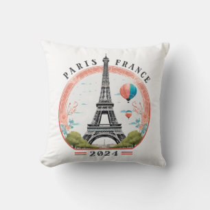 Paris France 2024 Throw Pillows, Eiffel Tower Pillow