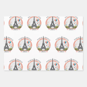 Paris France 2024 Wrapping Papers, Eiffel Tower Paper Sheet