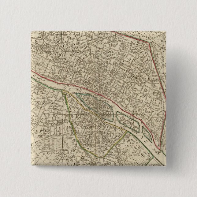 Paris France 2 Inch Square Button (Front)