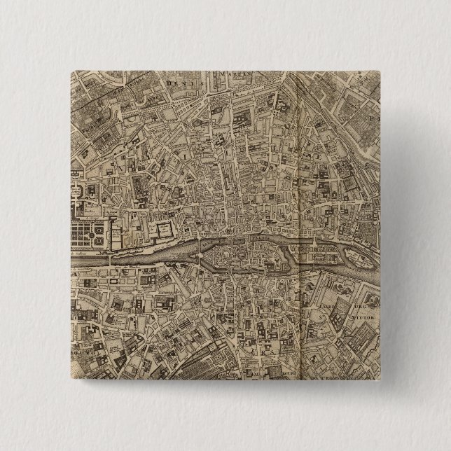 Paris France 2 Inch Square Button (Front)