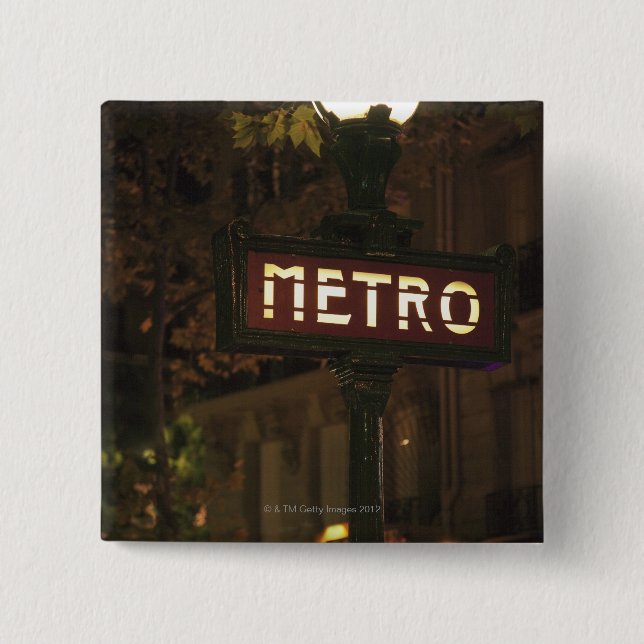 Paris, France. 2 Inch Square Button (Front)