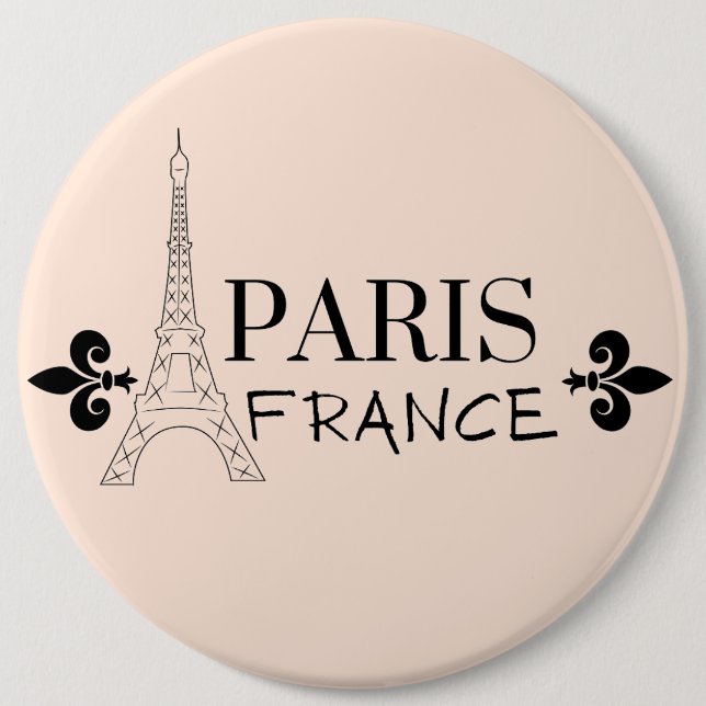 PARIS FRANCE 6 INCH ROUND BUTTON (Front)