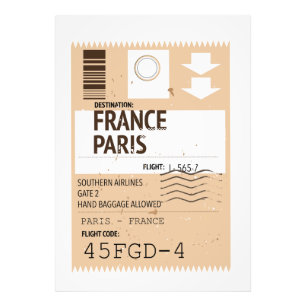 Paris france airplane ticket photo print