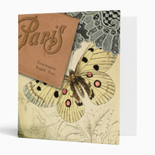 Paris France Antique Artwork Collage Eiffel French Binder