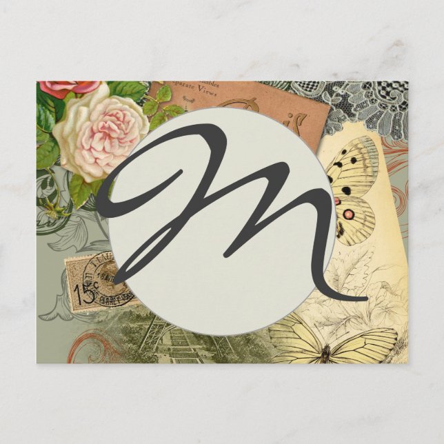 Paris France Antique Artwork Collage Eiffel French Postcard (Front)