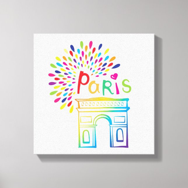 Paris France | Arc de Triomphe | Neon Design Canvas Print (Front)