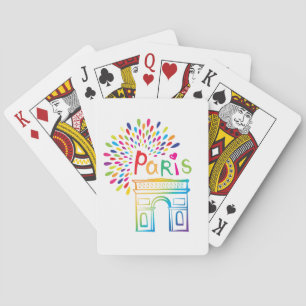 Paris France Arc de Triomphe Neon Design Playing Cards
