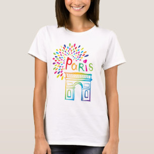 Paris France   Arc de Triomphe   Neon Design T-Shirt