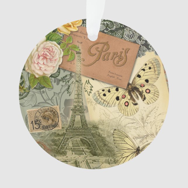 Paris France Art Antique Collage Eiffel Français (devant)