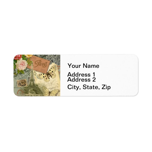 Paris France Art Antique Collage Eiffel Français (Devant)