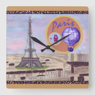 Paris France Avec Horloge Murale Tour Eiffel