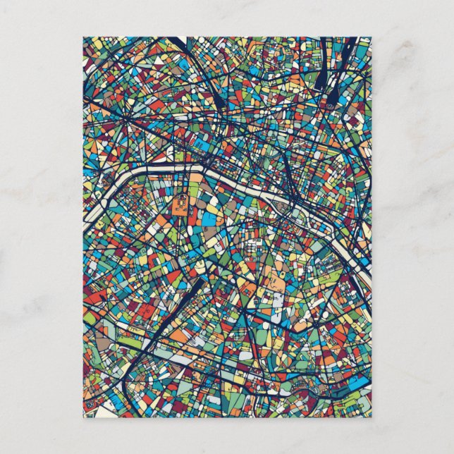 Paris France | Carte colorée (Devant)