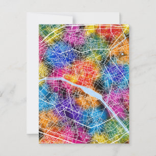 Paris France City Map Postcard