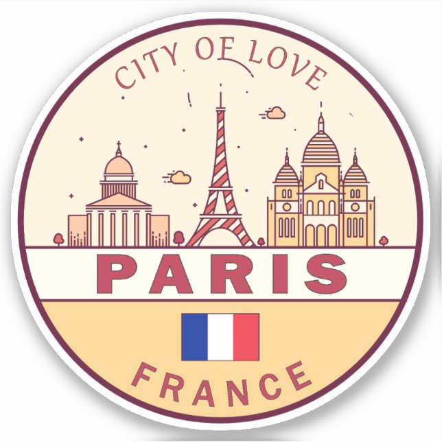 Paris France City Skyline Emblem (Front)