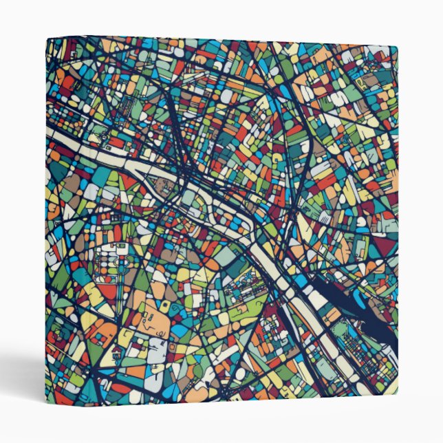 Paris France | Colourful Map Binder (Front/Spine)