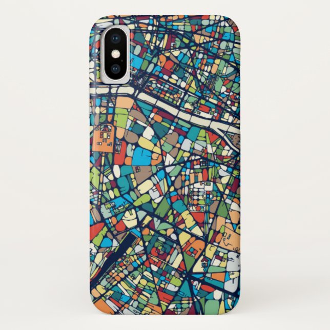 Paris France | Colourful Map Case-Mate iPhone Case (Back)