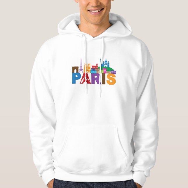 Paris, France | Colourful Typography Hoodie (Front)