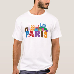 Paris, France Colourful Typography T-Shirt