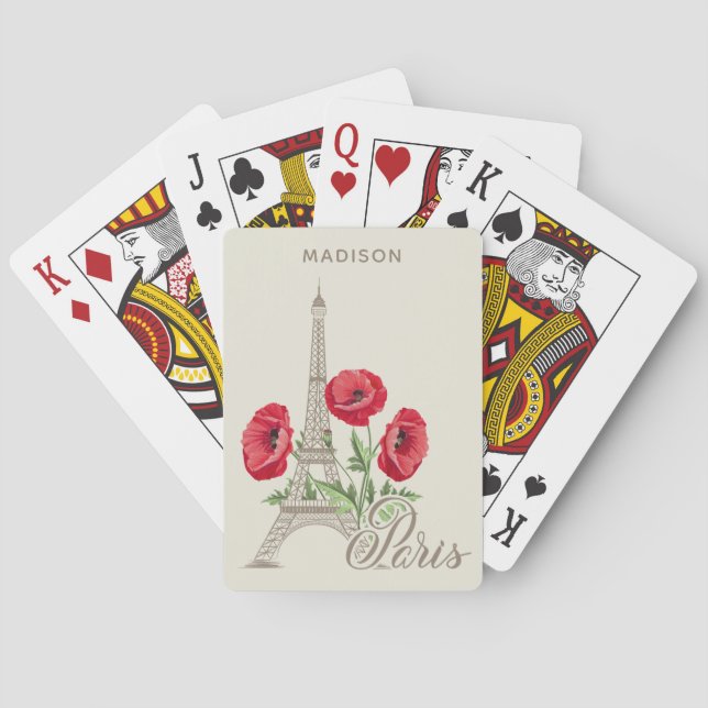 Paris France custom name playing cards (Back)