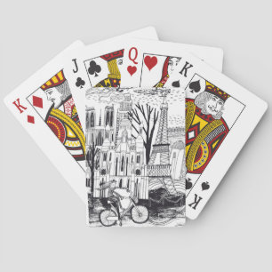 Paris France Doodle Playing Cards