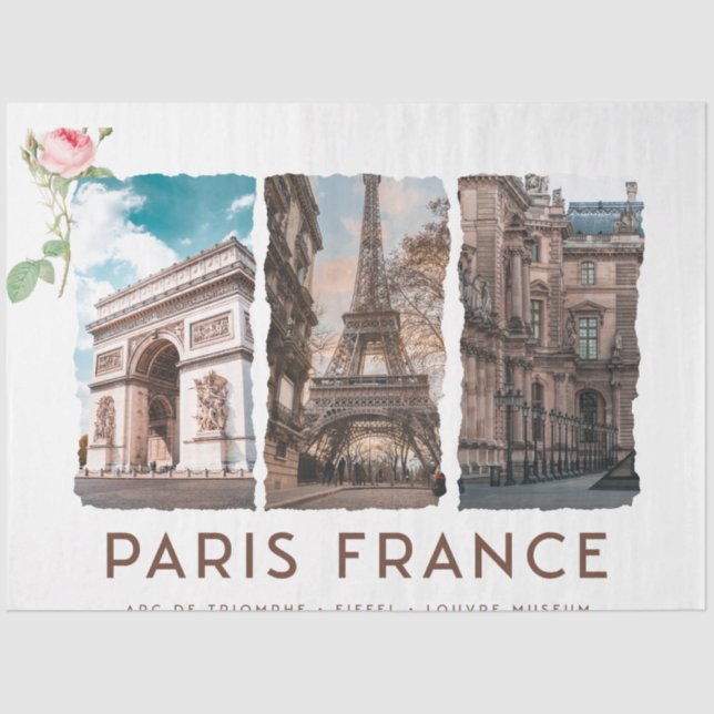 PARIS, France. Eiffel, Louvre, Arc de Triomphe  Tissue Paper (Front)