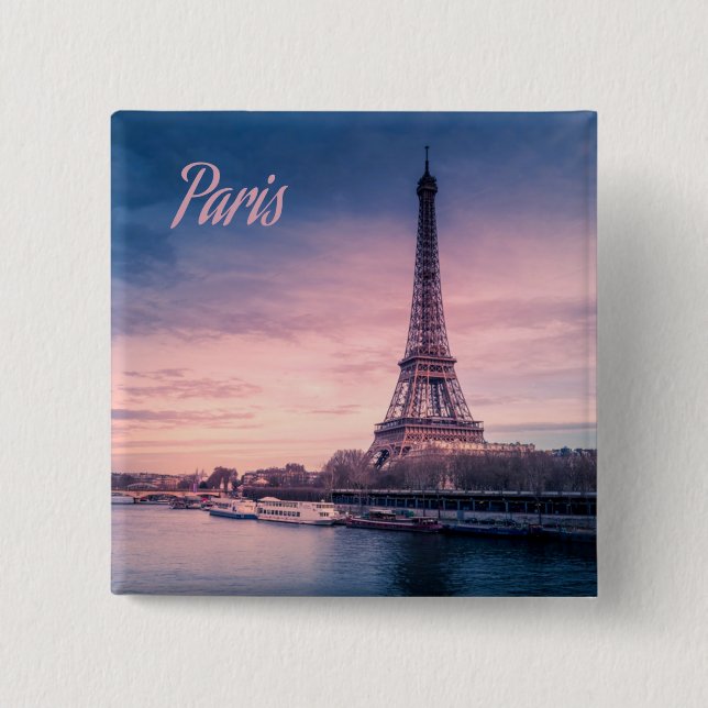 Paris France eiffel tower 2 Inch Square Button (Front)