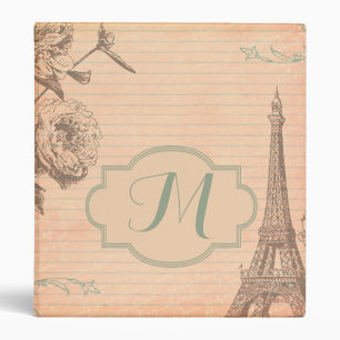 Paris France Eiffel Tower 3 Ring Binder Scrapbook