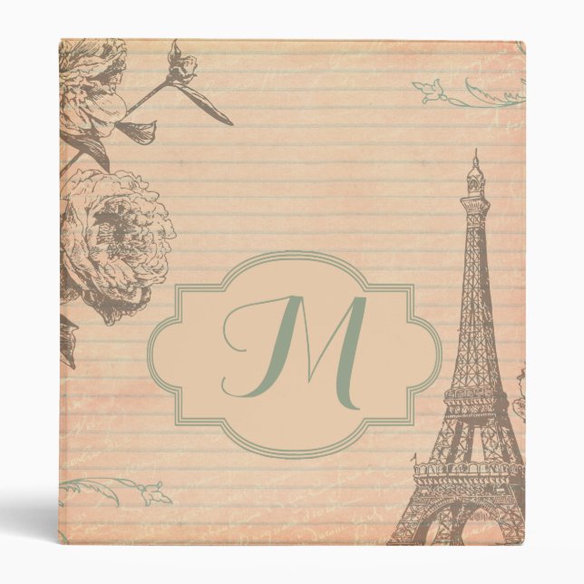 Paris France Eiffel Tower 3 Ring Binder Scrapbook (Front)