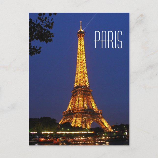 Paris France Eiffel Tower at night  postcard (Front)