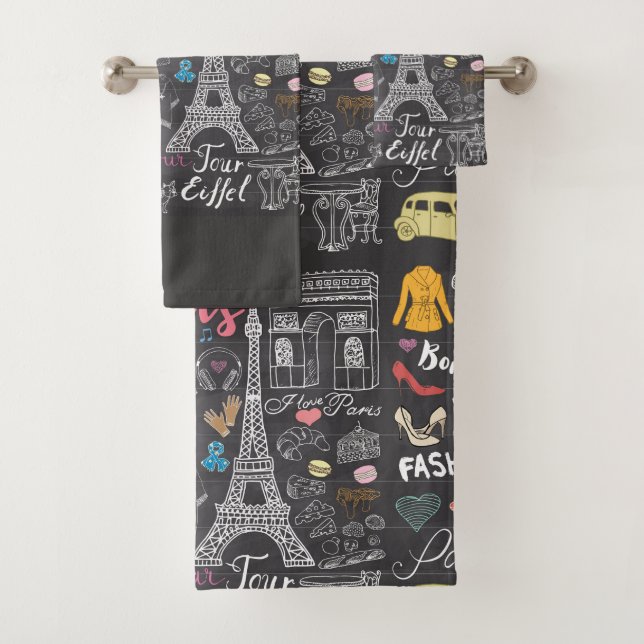 Paris France Eiffel Tower Bath Towel Set (Insitu)
