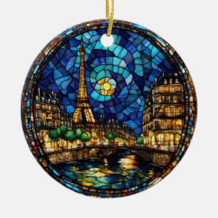 Paris France Eiffel Tower  Ceramic Ornament