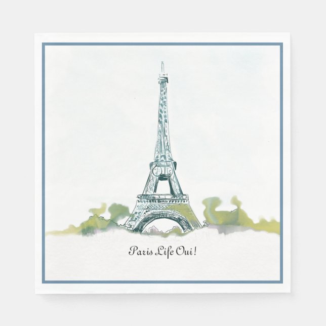 Paris France Eiffel Tower Colour Sketch |Paris Lif Napkin (Front)