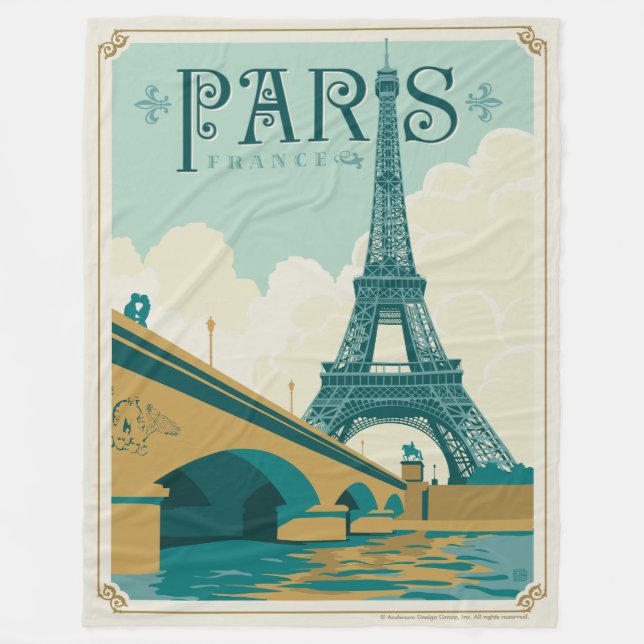 Paris France - Eiffel Tower Fleece Blanket (Front)