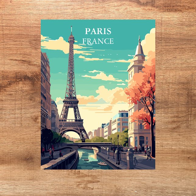 Paris, France Eiffel Tower Illustration Postcard (Paris, France Travel)
