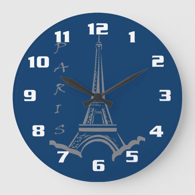 PARIS France Eiffel Tower Large Clock (Front)